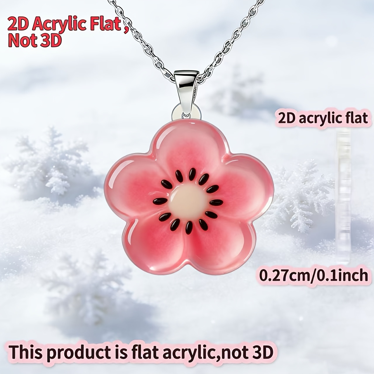 Cute Small Flowers Acrylic Necklace, Fashion Pendant